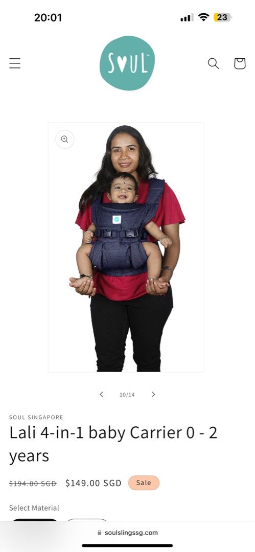 Soul Sling Lali 4 in 1 baby carrier in Denim