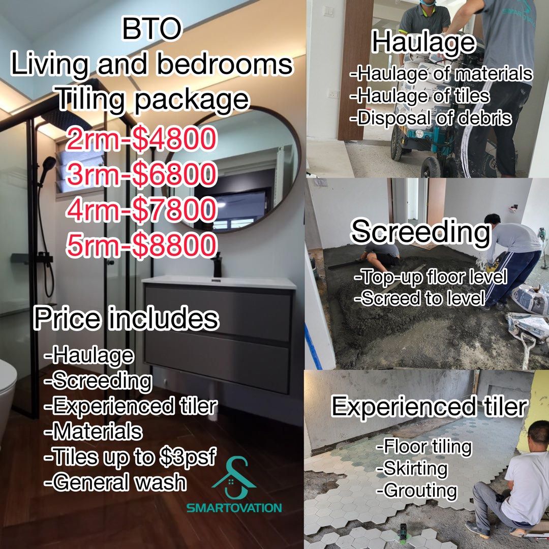 Toilet Renovation Tiling contractor and overlay hacking demolition renovation cement screed floor screed self leveling hacking demolition dismantling carpentry cabinet62863075839107112