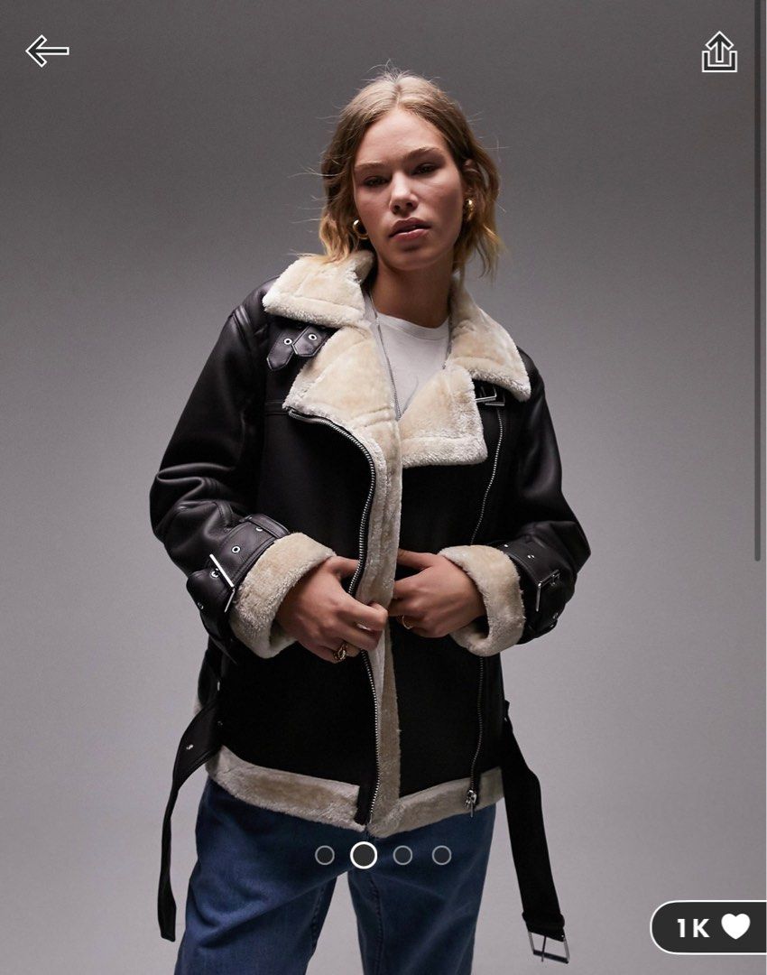 Faux shearling biker jacket topshop on sale