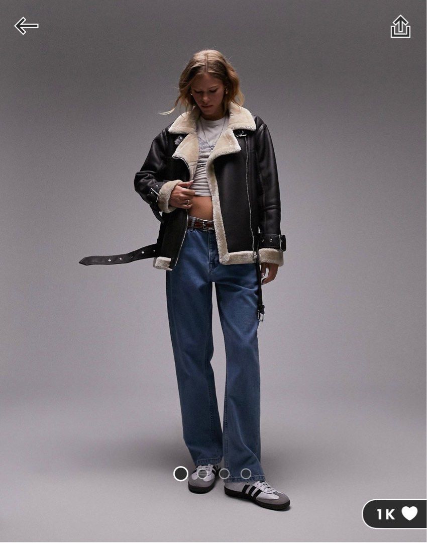 Faux shearling biker jacket topshop sale