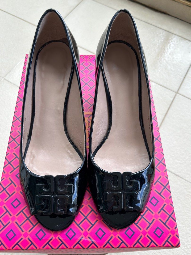 Tory Burch Lowell 65MM Peep-Toe Wedge, Luxury, Sneakers