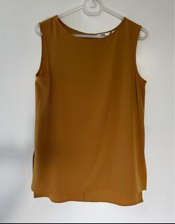 Uniqlo drape sleeveless blouse mustard