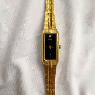 Vintage Citizen Diamond Ladies Watch Gold Tone in Black Dial 5421-S18523
