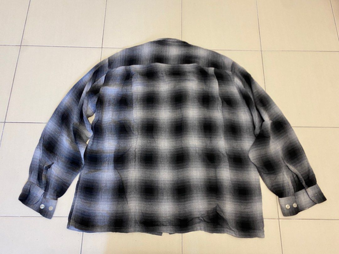 60s TOWN CRAFT ombre plaid rayon shirt袖丈57cm