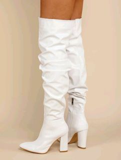 White high knee boots