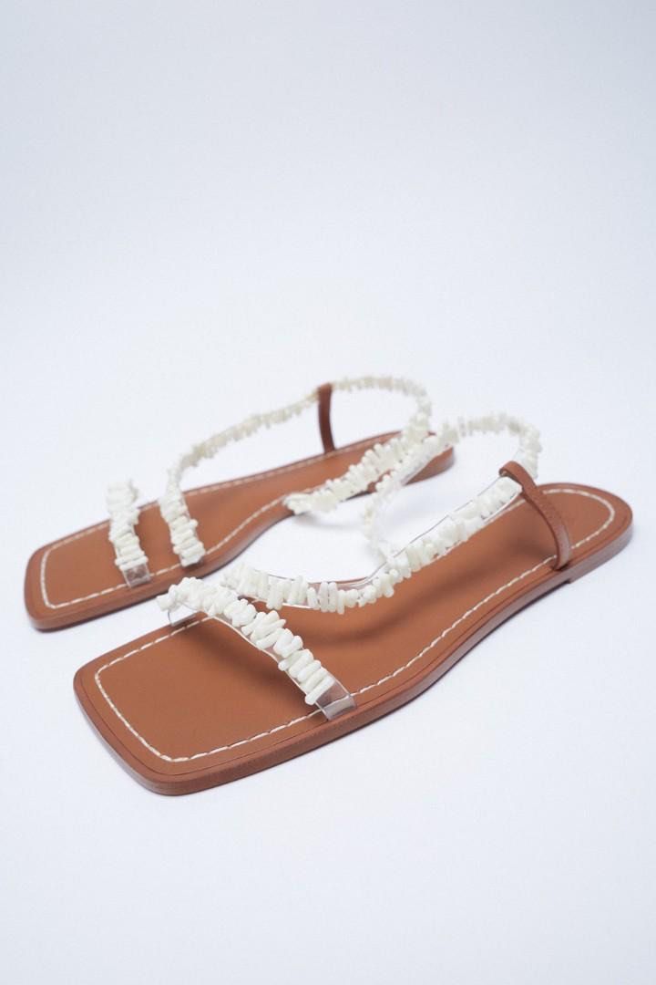 Zara beaded strappy sandals Women s Fashion Footwear Sandals on Carousell