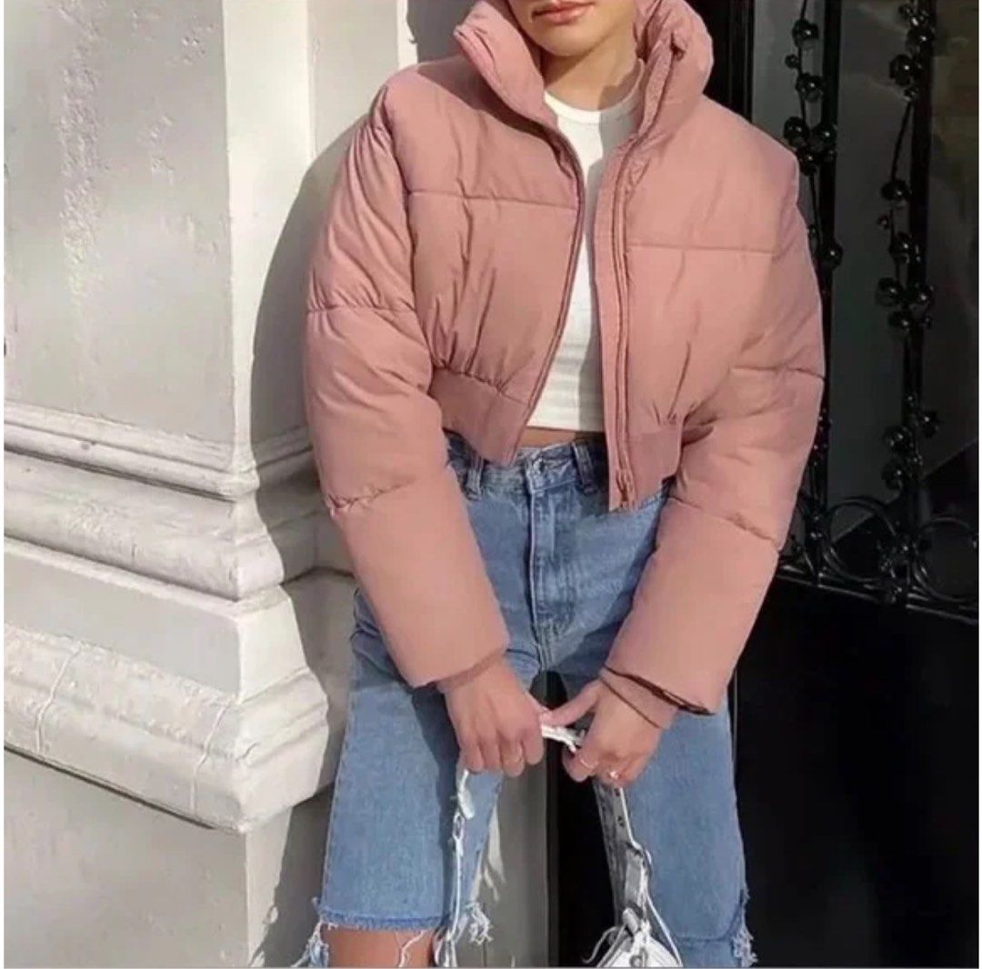 Cropped puffer jacket zara discount