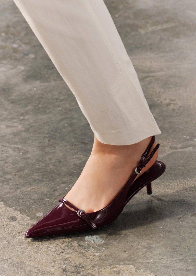 Zara Faux-Patent Slingbacks, Women's Fashion, Footwear, Heels on