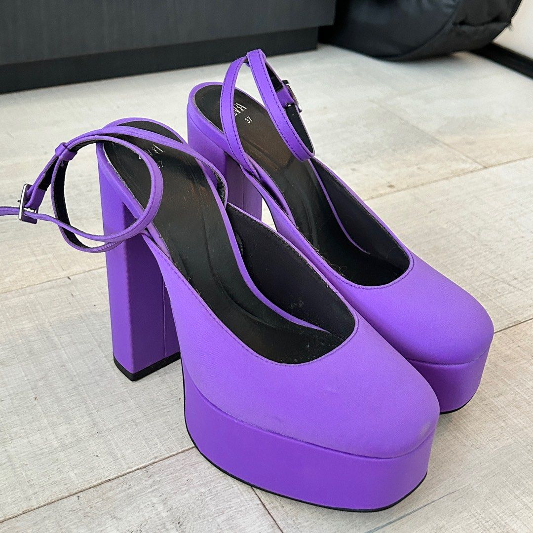 Zara Satin Platform Heels Platform Heels Zara Lilac Shoes ZARA