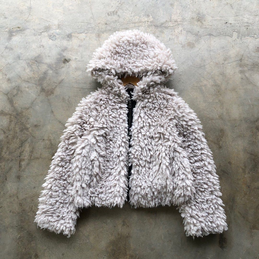 Zara trf collection brand fur hoodie jacket
