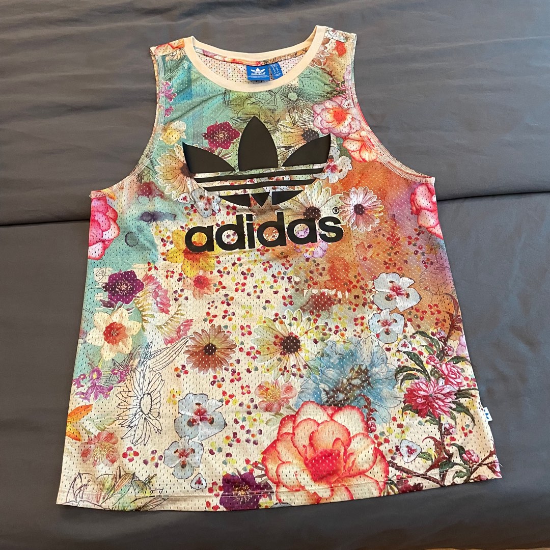 Adidas Originals Floral Sleeveless Top Vest Women s Fashion Tops
