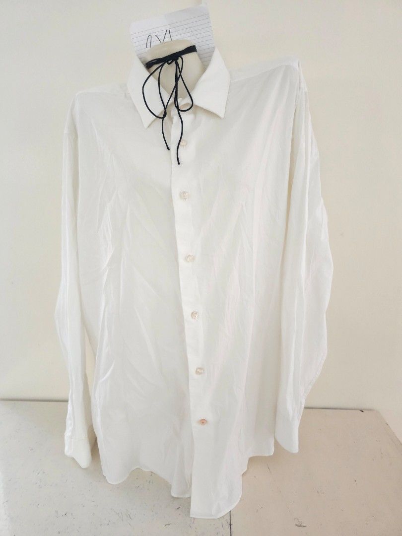 Apt.9 Stretch Slim Fit Plus size Longsleeves White Button Down Polo Shirt 2XL in size
