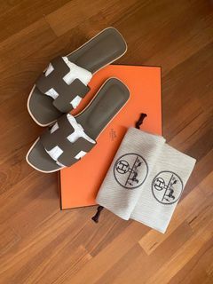 Authentic Hermes Oran Sandals Etoupe