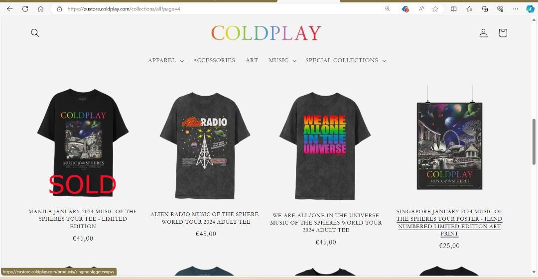 COLDPLAY Music of the Spheres Official Tees, Hobbies & Toys ...