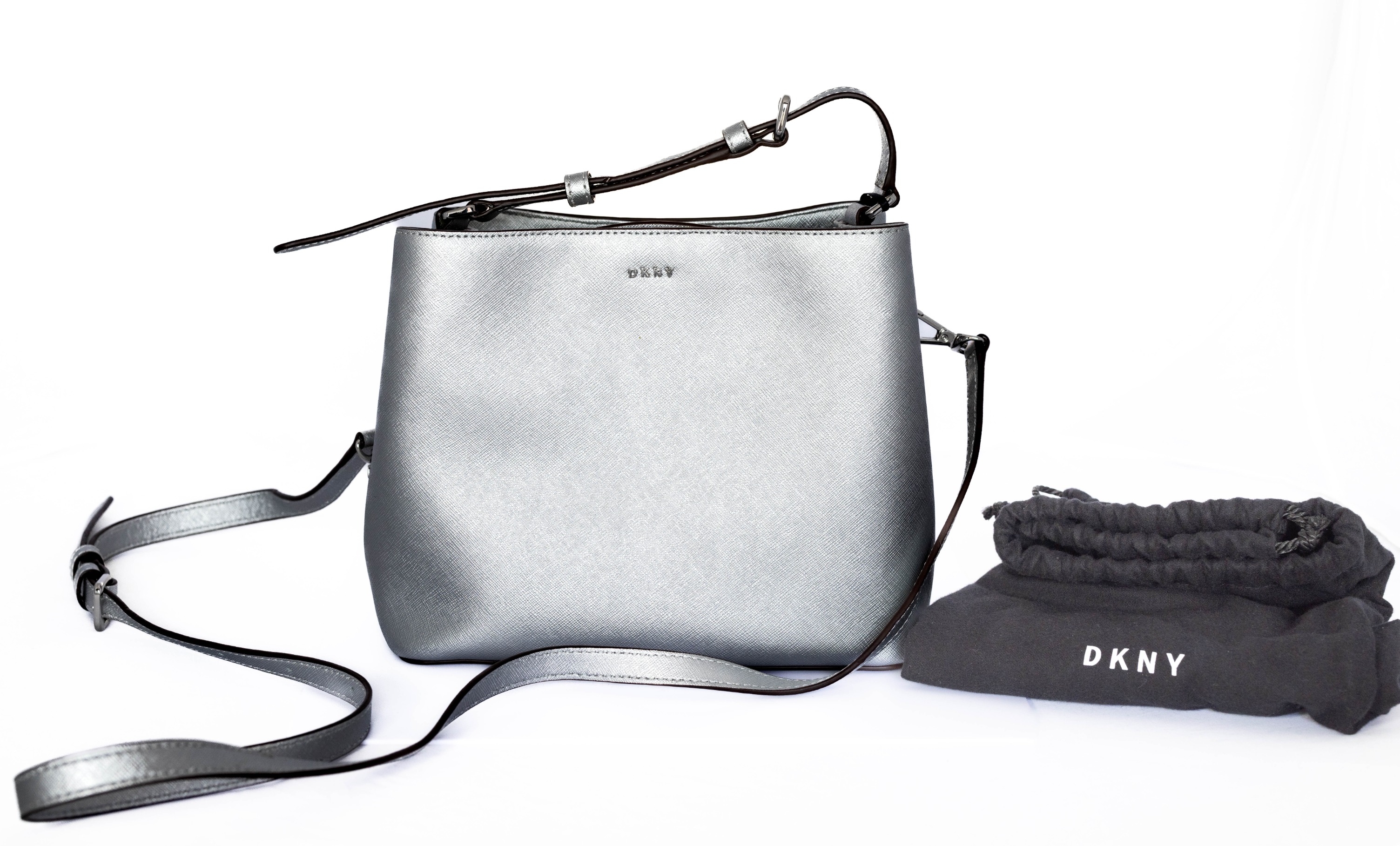 DKNY Donna Karan York Samara Saffiano Leather Bucket Handbag