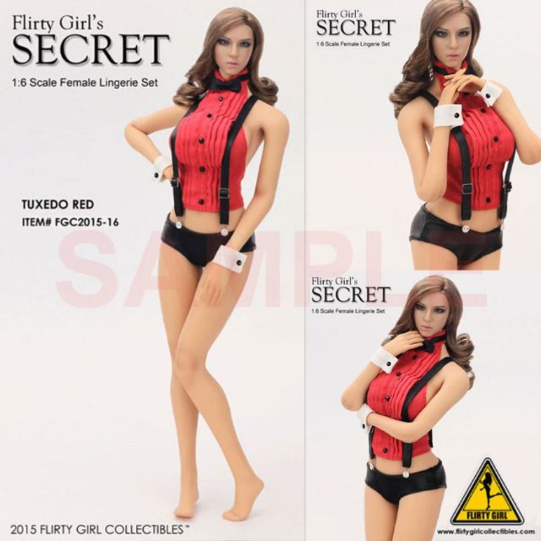 Flirty Girl Collectibles Secret 1/6 Female Lingerie Set (Tuxedo Red) ※BODY  PARTS NOT INCLUDED※ not Hot Toys, Hobbies & Toys, Toys & Games on Carousell