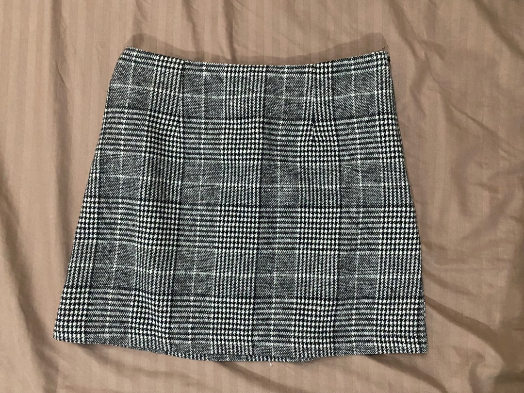 Grey plaid skirt forever 21 clearance