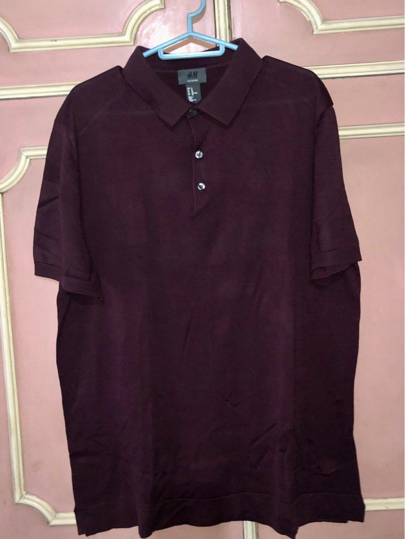 H&M Polo Shirt for Men (Category: Tshirts & Polo Shirts ) located in Quezon City. Submitted by trisha_1998 (Listing ID 1290848517, Image 1). Description: H&M Silk Blend Polo Shirt for Men Color: Red Violet Size: XL Message for inquiries 😊.