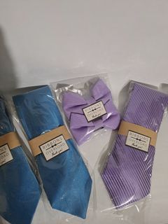Lavender and blue necktie and kids bowtie for entourage and ninong wedding