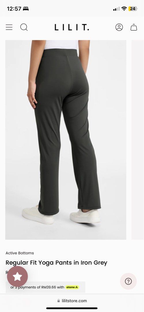 LILIT Regular Fit Yoga Pants in Grey, Women's Fashion, Activewear