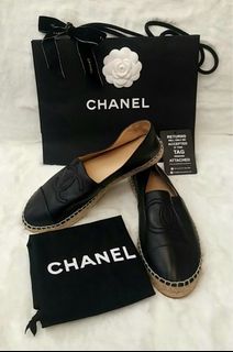 *ONHAND!* Authentic Chanel All Black Calfskin Espadrilles Size 38 or US 7