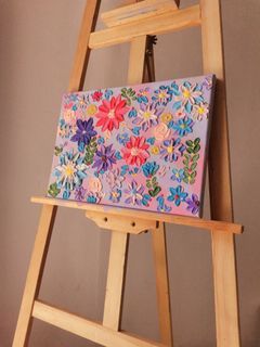 SALE !! Original Acrylic Textured Painting on a Canvas Board - "Blueming"