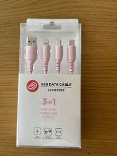 Pink USB Data Cable Lightning Type-C Cable Micro USB