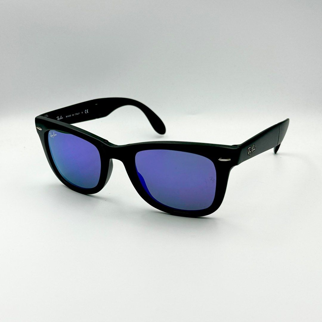 Ray ban folding wayfarers rb4105 in hotsell matte black and violet mirror lenses