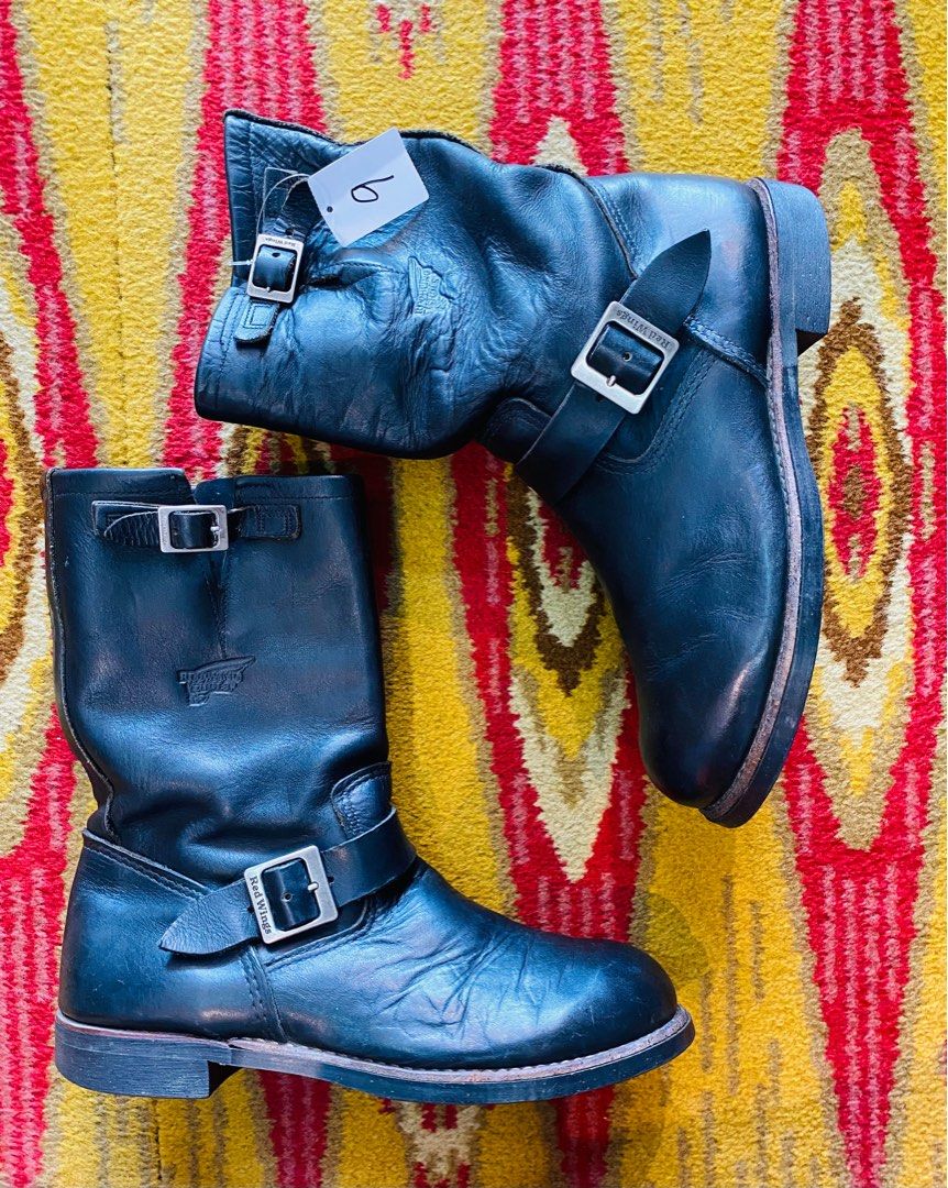 RED WING Heritage 2990 Black Leather Engineer Boots Riders Size 9UK Cafe Racer