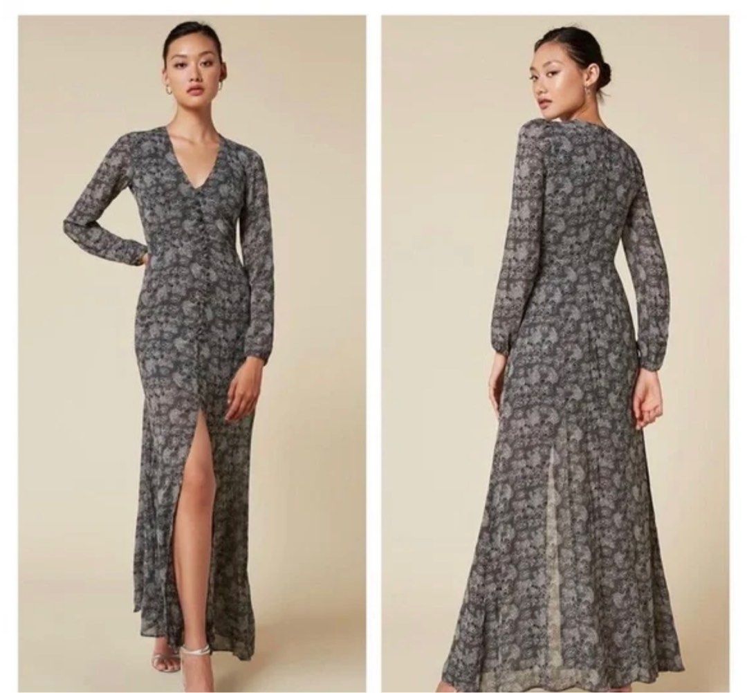 REFORMATION Camellia Dress in Escher v neck button down dress Women s Fashion Dresses Sets Dresses on Carousell