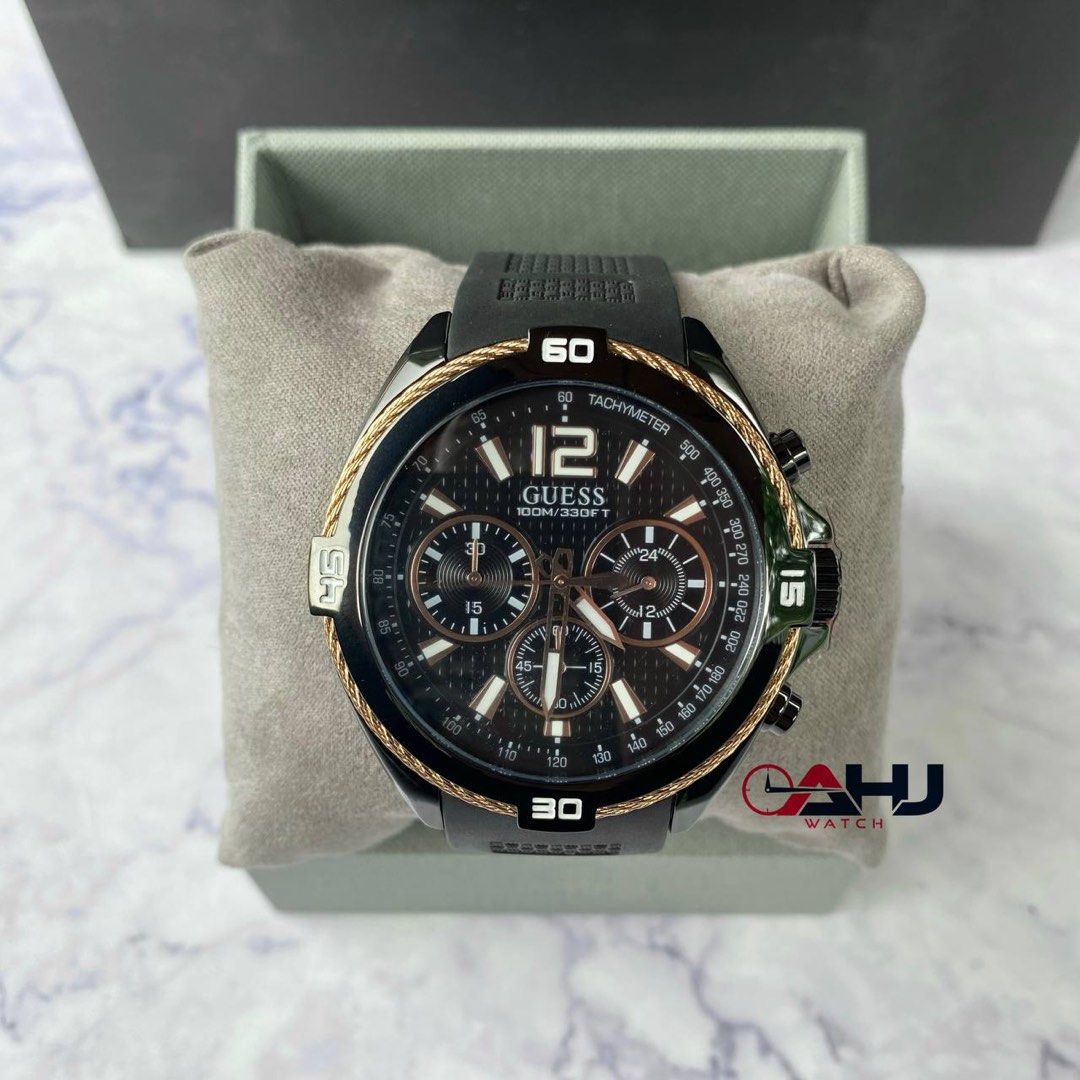 RESTOCK ORIGINAL GUESS SURGE CHRONOGRAPH BLACK DIAL BLACK SILICONE MENS WATCH W1168G3 Men s Fashion Watches Accessories Watches on Carousell
