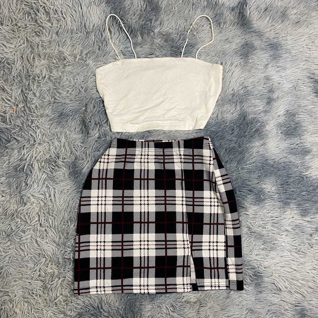SHEIN COORDINATES SET PLAID SKIRT AND CAMI STRING CROP TOP (Category: Sets or Coordinates) located in Solano. Submitted by LilysDressShop (Listing ID 1290911186, Image 1). Description: Last price already.