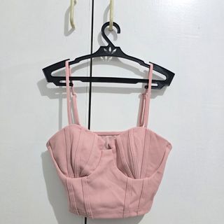 SHEIN MOD Solid Bustier Cami Top Baby Pink