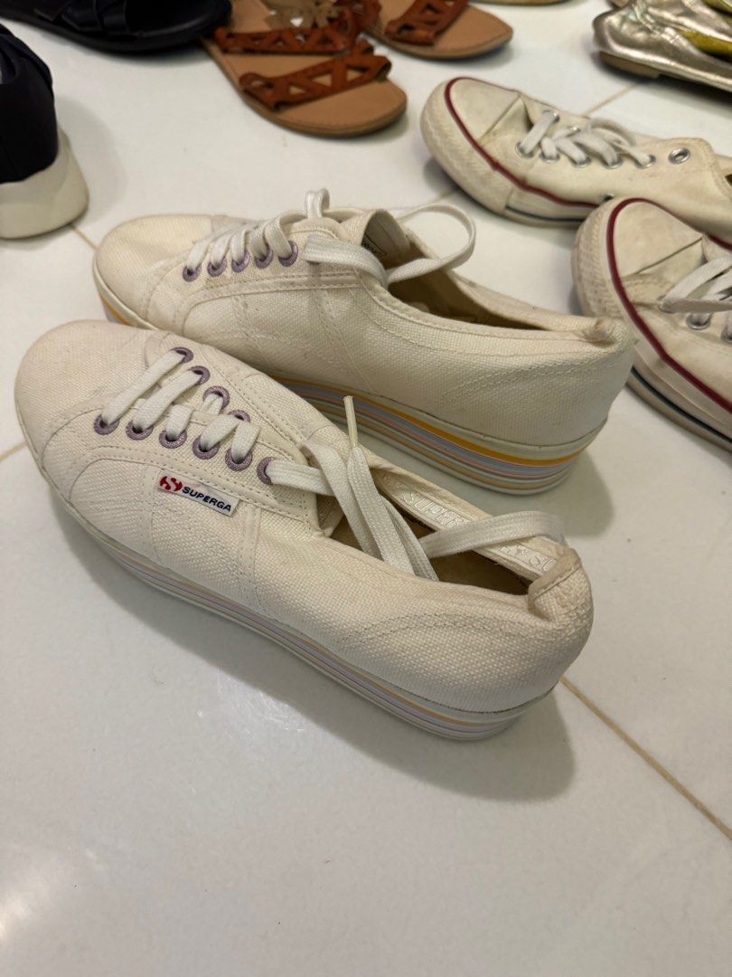 SUPERGA FANTASIA WHITE PLATFORM PASTEL RAINBOW SNEAKERS