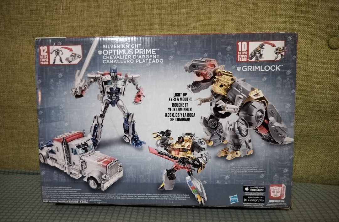 Transformers 4 Silver Knight Optimus Prime And Grimlock (Category: Figurines & Statues) located in Quezon City. Submitted by dvsharks (Listing ID 1290916212, Image 2). Description: Transformers 4:Age of Extinction 2-pack Silver Knight Optimus Prime Grimlock Misb Box not mint Shipping: Buyer pays first (Gcash/Bdo) Shipping fee shouldered by buyer Lalamove, Grab Pabili.