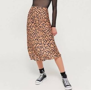 Urban Outfitters Cheetah Midi Slip Skirt