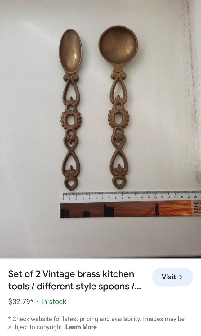 Vintage Brass Serving Spoon (Category: Dinnerware & Cutlery) located in Caloocan City. Submitted by chonadura91470 (Listing ID 1290892988, Image 3). Description: vintage brass serving spoon.