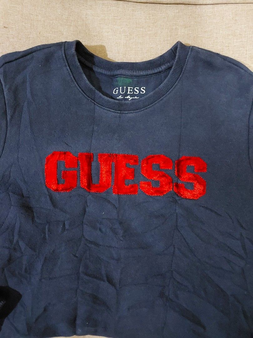 Vintage Guess Sweatshirt Big Logo Embroidery Sweat Medium Size Jumper Pullover Jacket Sweater Shirt Vintage 90 s Women s Fashion Coats Jackets and Outerwear on Carousell