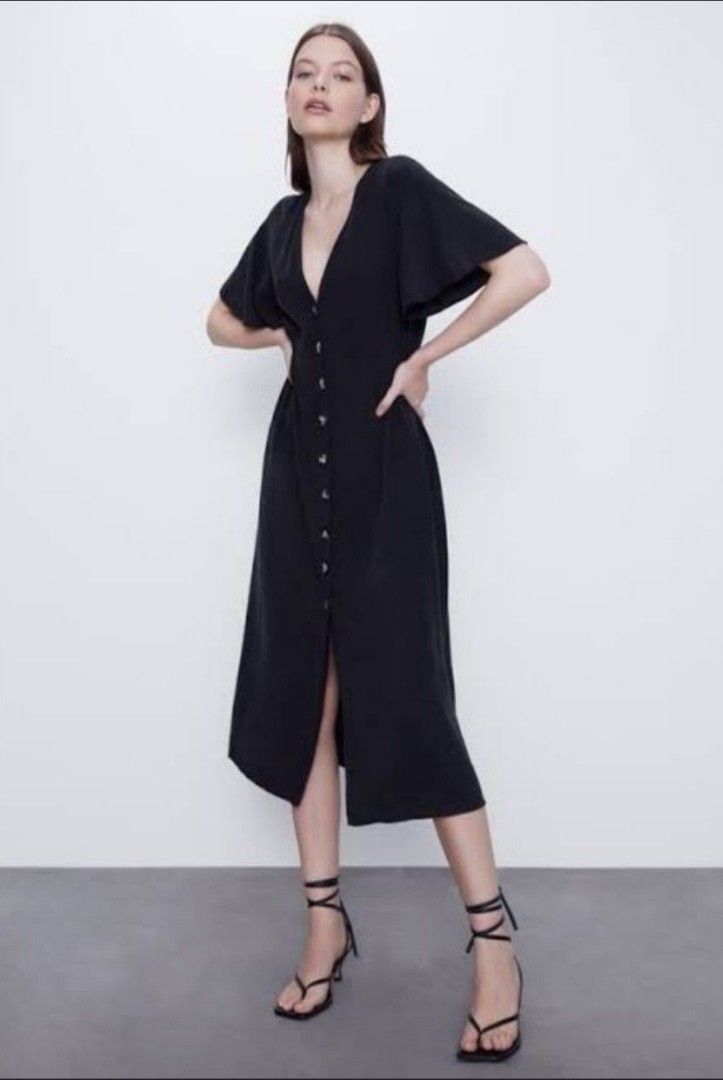 Zara button outlet down dress