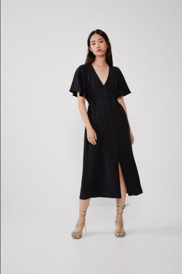 Zara black button down dress outlet