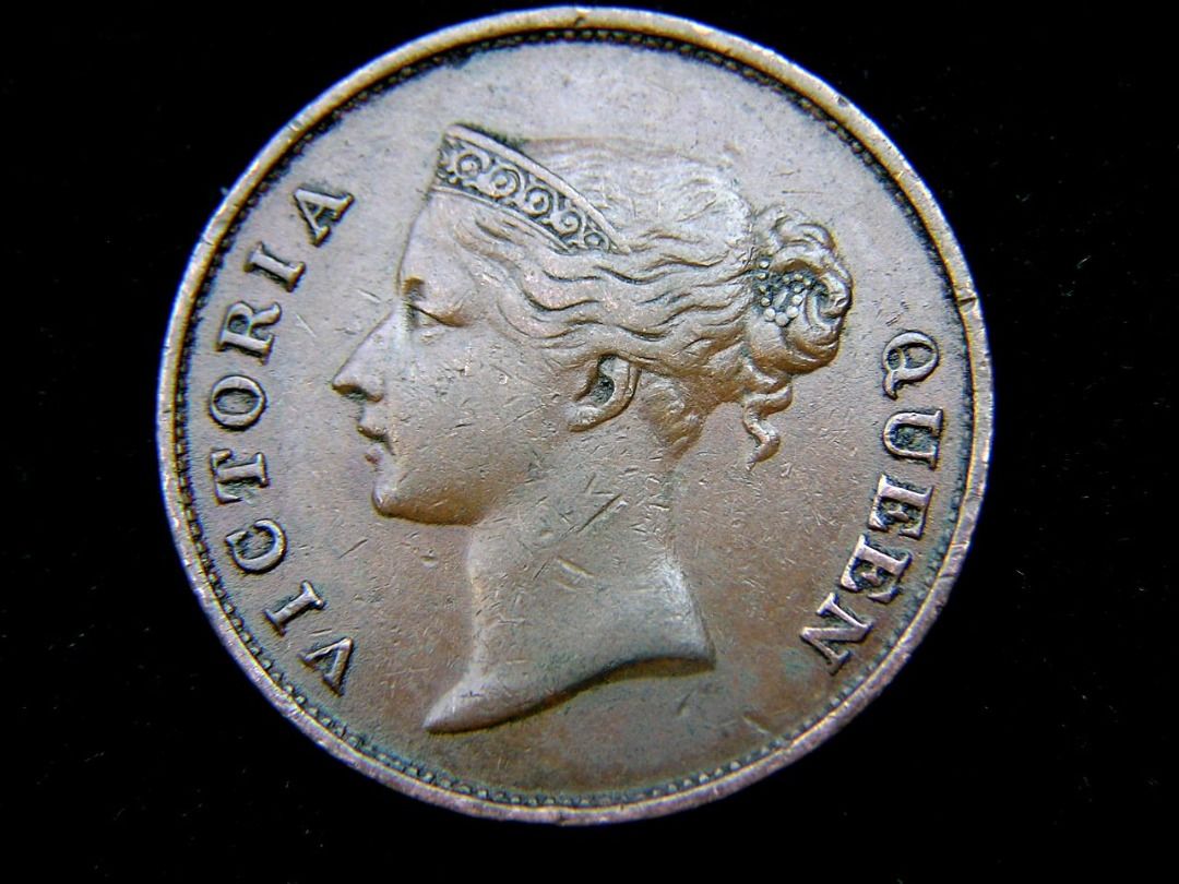 英屬叻嶼呷銅幣-1845年英屬叻嶼呷國(海峽殖民地新加坡)葉環壹仙銅幣(英女皇維多利亞少女像,英國東印度公司管治時期,好品), 興趣及遊戲,  收藏品及紀念品, 錢幣- Carousell