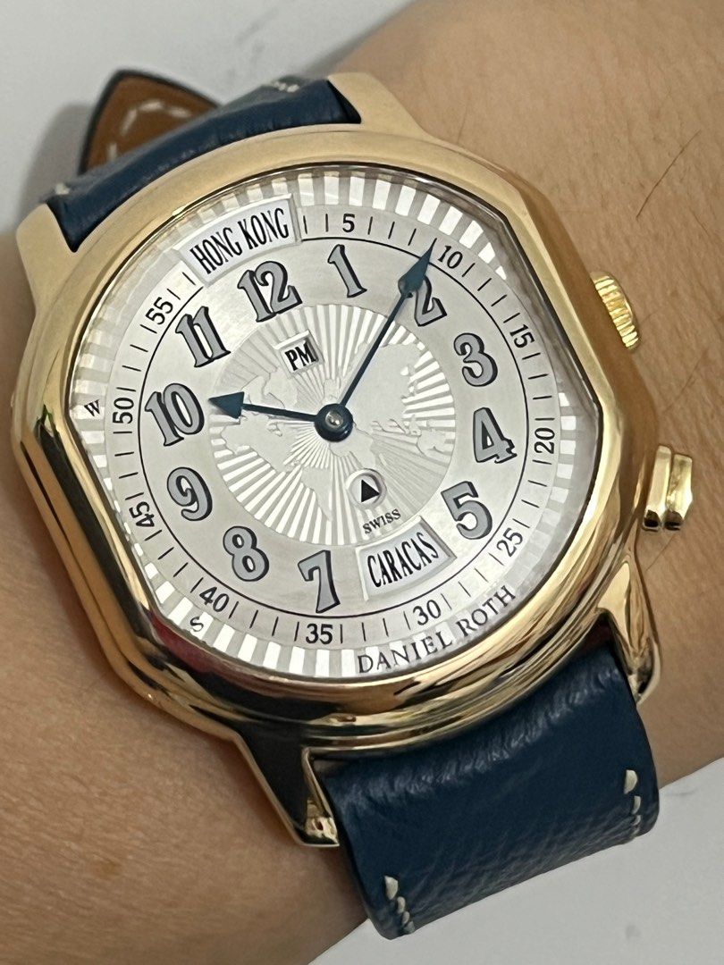 極罕有收藏級美品18k RG DANIEL ROTH METROPOLITAN WORLD TIME