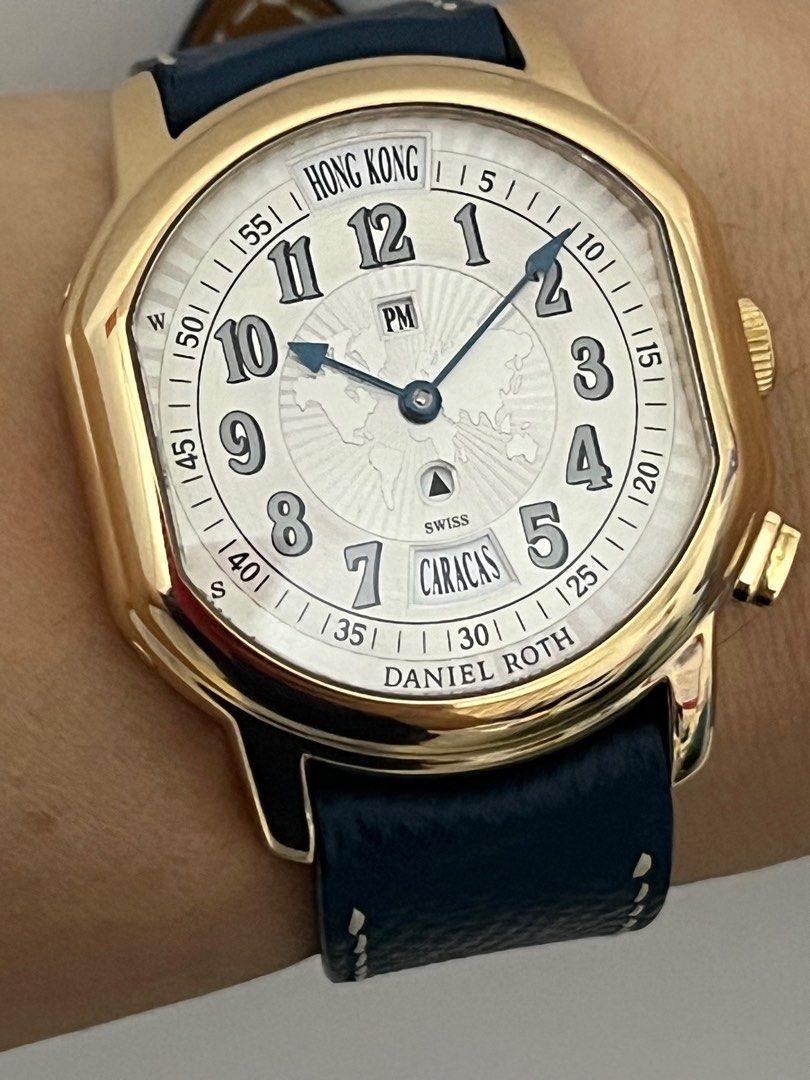 極罕有收藏級美品18k RG DANIEL ROTH METROPOLITAN WORLD TIME