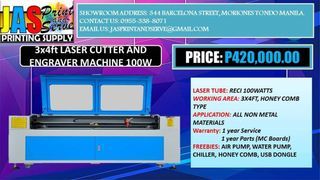 3x4ft LASER CUTTER AND ENGRAVER MACHINE 100W