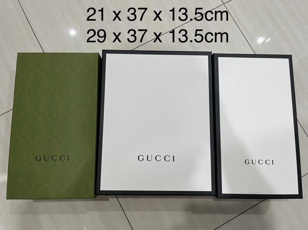 Authentic Gucci boxes (Category: Accessories) located in Kuala Lumpur. Submitted by riccyx (Listing ID 1295789647, Image 3). Description: 100% authentic White RM100 Green RM110.