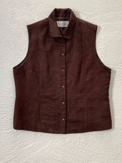 Authentic Rue De Bac Choco Brown Japan Vest for Unisex, Dimes is 20 X 24.4