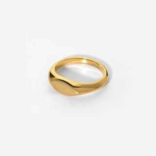 Brand New Authentic FRESCÁ Elliptical Geometric Style Gold Signet Ring
