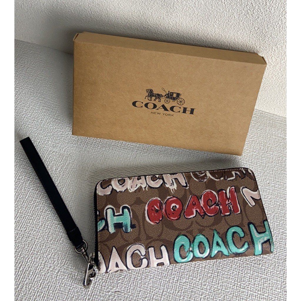 Coach x Mint Serf Paint Graffiti Signature Long Wallet 837 Women s Fashion Bags Wallets Wallets Card Holders on Carousell