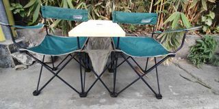 Coleman twin camping folding chairs with table    for outdoor outing fishing swimming condo