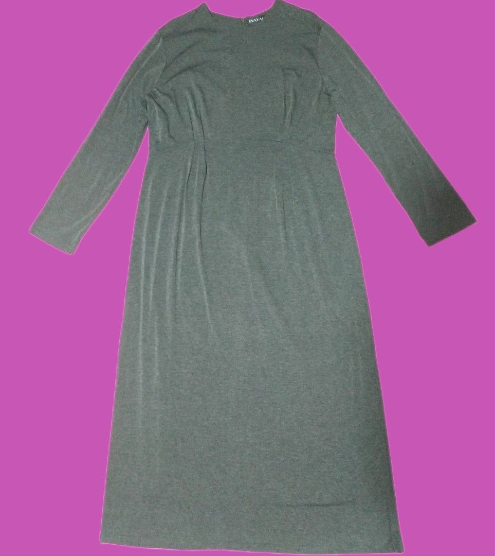 Dark Grey Long Dress by INAYAH Size XL Women s Fashion Muslimah Fashion Dresses on Carousell